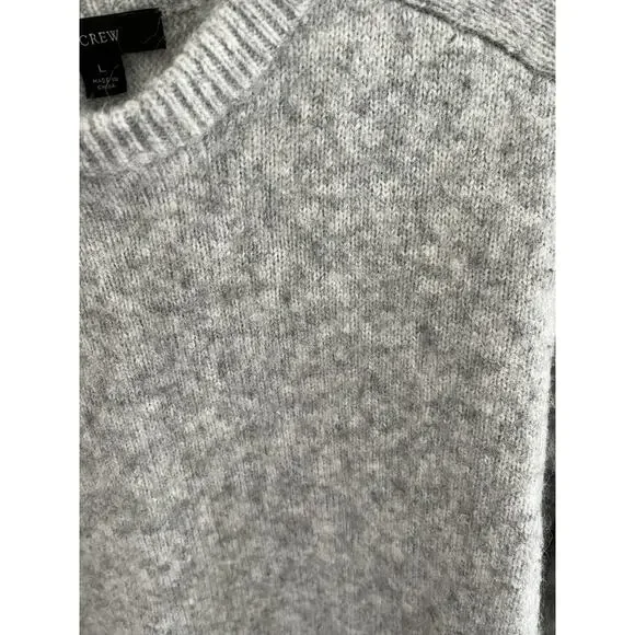 J Crew Reimagined By Womens L Light Gray Cropped Crewneck Sweater Pullover - Picture 4 of 6